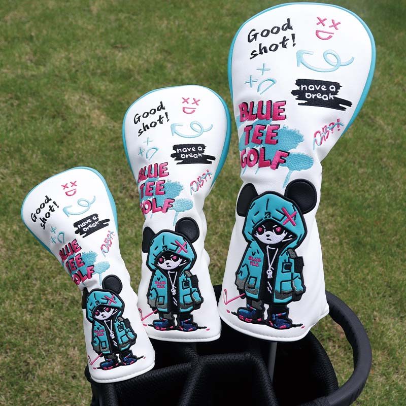 blueteegolf Golf Club Head Cover//5Driver Wood Club Protective Cover Leather Embroidered Waterproof 