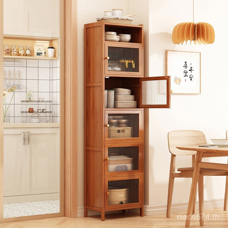 ห้องครัวตู้น้ําชามัลติฟังก์ชั่ชั้นเก็บตู้เก็บรับประทานอาหารตู้ข้างสไตล์แคบเพิ่มความสูงครัวเรือนช่องว