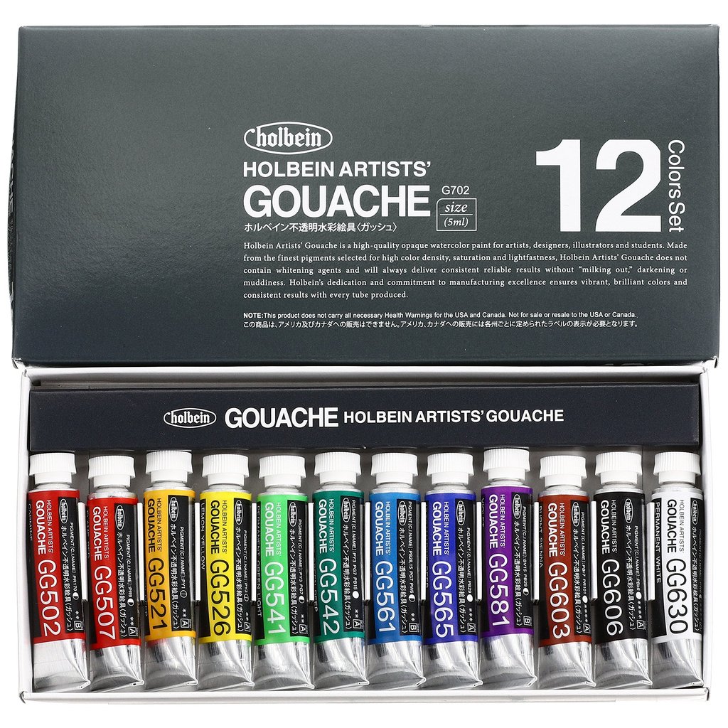 Holbein Opaque Watercolor Paint (Gouache) G702 5ml 12-color set 03702