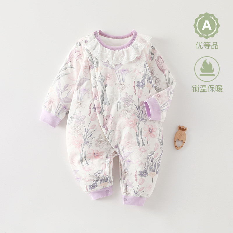 ชุดจั๊มสูทเด็ก เสื้อผ้าเด็ก เสื้อผ้าเด็กแรกเกิด 40g Quilted Class a Thermostatic Cotton Jumpsuit Rom