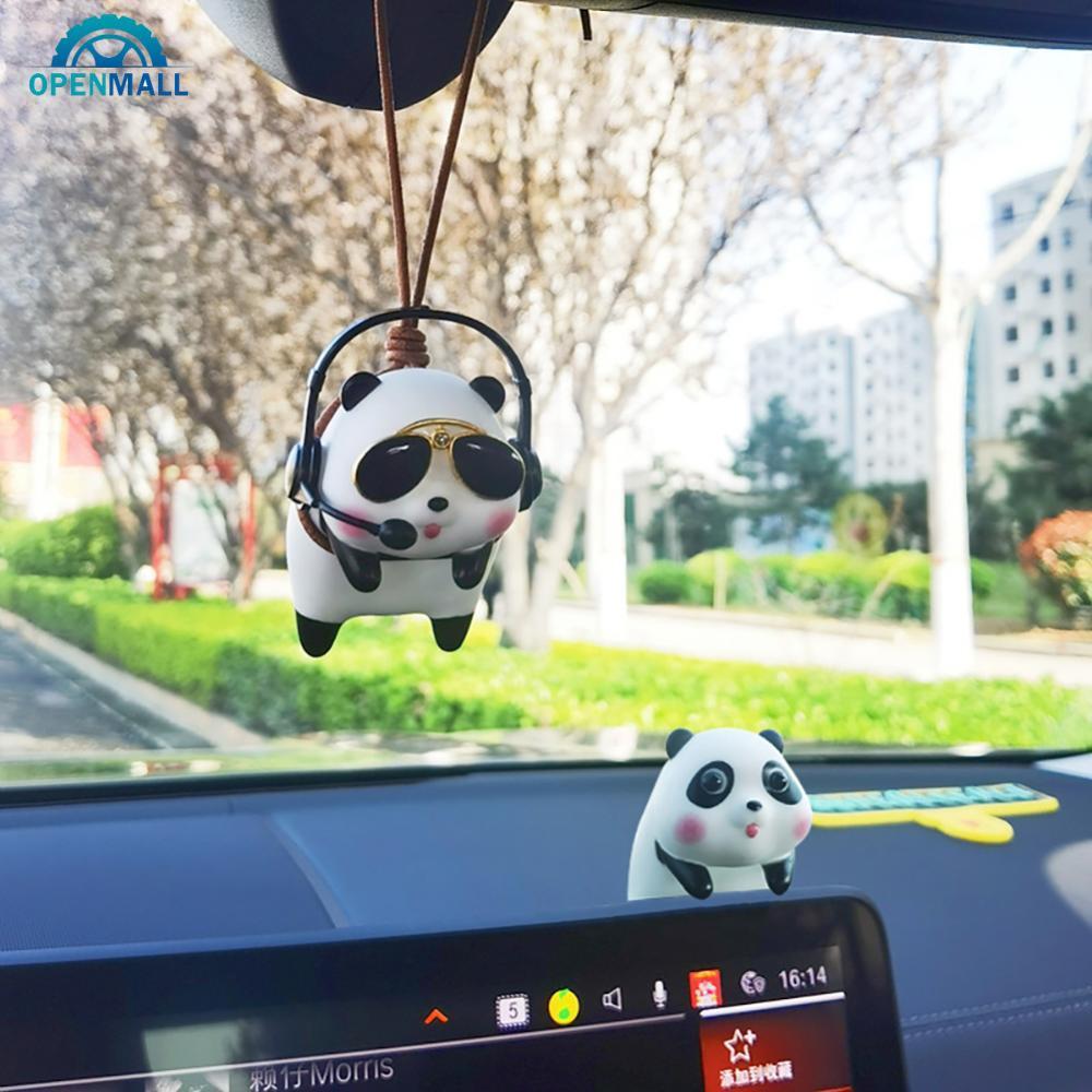 OPENMALL รถตกแต่งภายในสร้างสรรค์อะนิเมะ Panda จี้เครื่องประดับแกว่งตุ๊กตากระจกมองหลังอัตโนมัติจี้รถอ