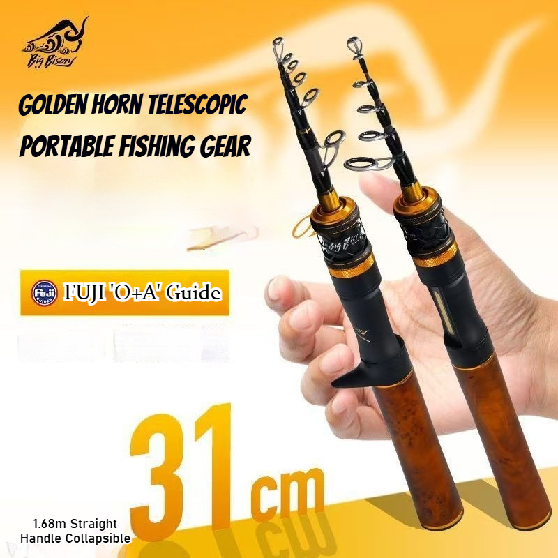 คันเบสท์ Fishing Rod UL Action FUJI O+A Guide Shink ความยาวแบบพกพามินิ Spinning Rod Baitcasting Rod