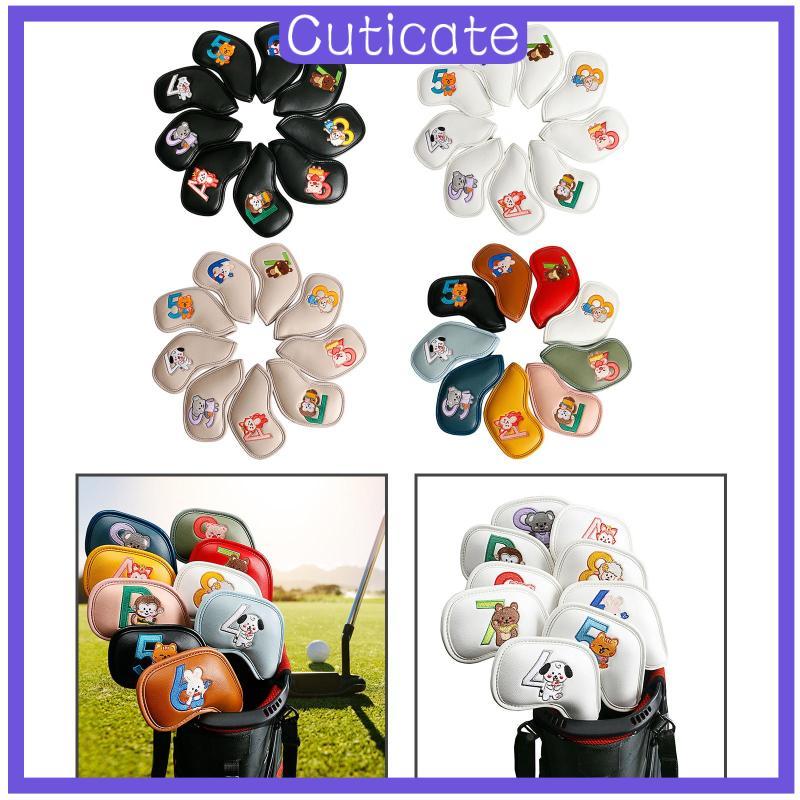 [CUTICATE] 9x PU Leather Golf Iron Headcover, Golf Club Head Cover, Golf Wedges Putter