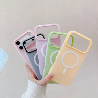 📌Lucy📌ฟรอสต์แมทท์ 2-in-1 สีแคนดี้ เข้ากันได้สำหรับ เคสไอโฟน11 เคส iphone 17 16 Pro Max XR 12 13 14 15 สีชมพูสวยงาม#080