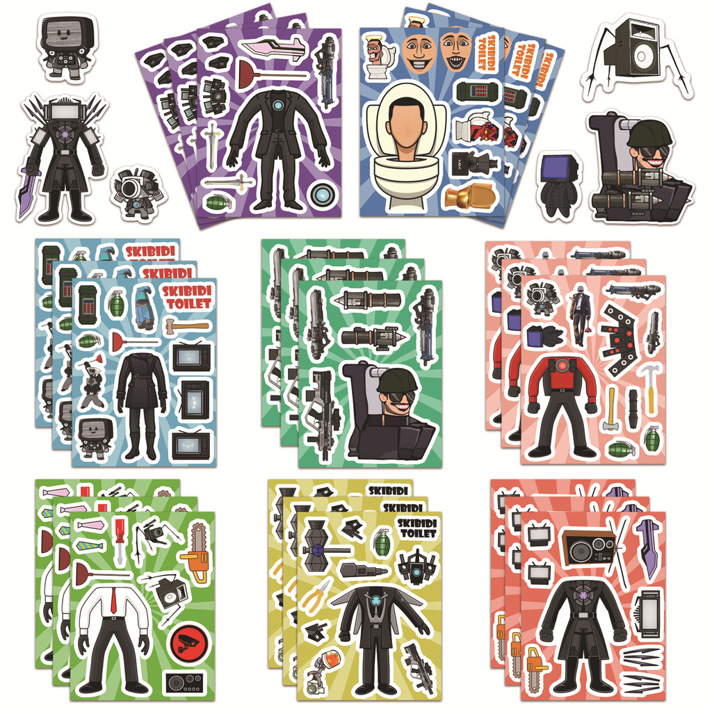 8Sheepts Skibidi ห้องน้ํา Vs Titan Camerama สติกเกอร์ปริศนาลําโพง Titan คู่มือเด็ก DIY สติกเกอร์ปริศ