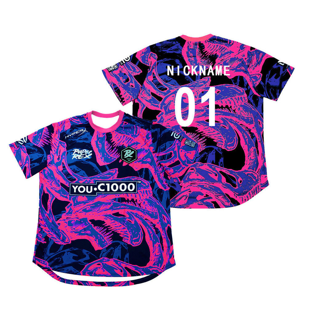 เสื้อเชิ้ต Paper Rex 2024 อัลเทอร์เนทีฟ พร้อมพิมพ์ชื่อและหมายเลขฟรี ไซส์ XS-3XL