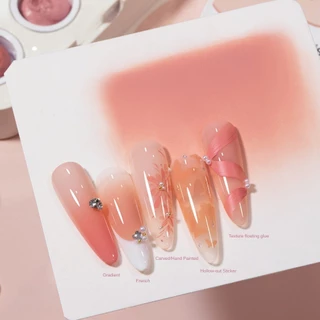 Miss Gooeyเจลทาเล็บสีสวย 6 สีพร้อมฟองน้ำคุชชั่น บลัชออนสีสวย เข้มข้น สำหรับผสมกับฟองน้ำเจล [รวมที่หนีบผมและฟองน้ำคุชชั่น 20 ชิ้น]