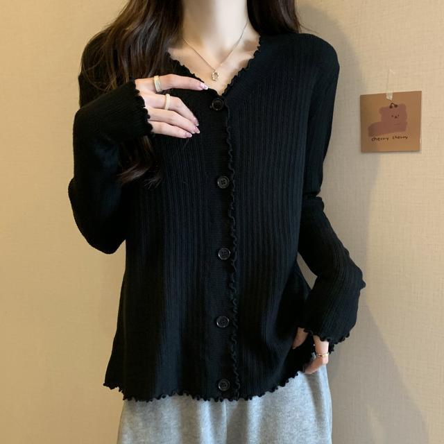 COD 2026 ขนาดใหญ่ฤดูใบไม้ร่วงอารมณ์ All-Match V คอบางเสื้อกันหนาวน้องสาวไขมันเกาหลีรุ่นนักเรียนหลวมเ