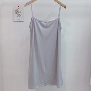 YY120 ชุดเดรสสายเดี่ยวแฟชั่น ชุดนอนผู้หญิงสายเดี่ยว สีพื้น ผ้านิ่ม โปร่ง สวมใส่สบาย ฟรีไซส์ ราคาถูก