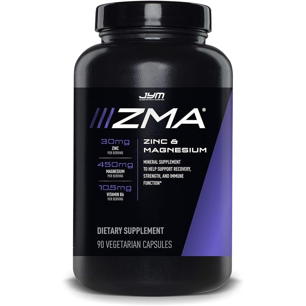 ZMA JYM, Zinc & Magnesium plement - สังกะสี, แมกนีเซียมและวิตามินบี 6, วิทยาศาสตร์ทาง YM, 90 แคปซูลม