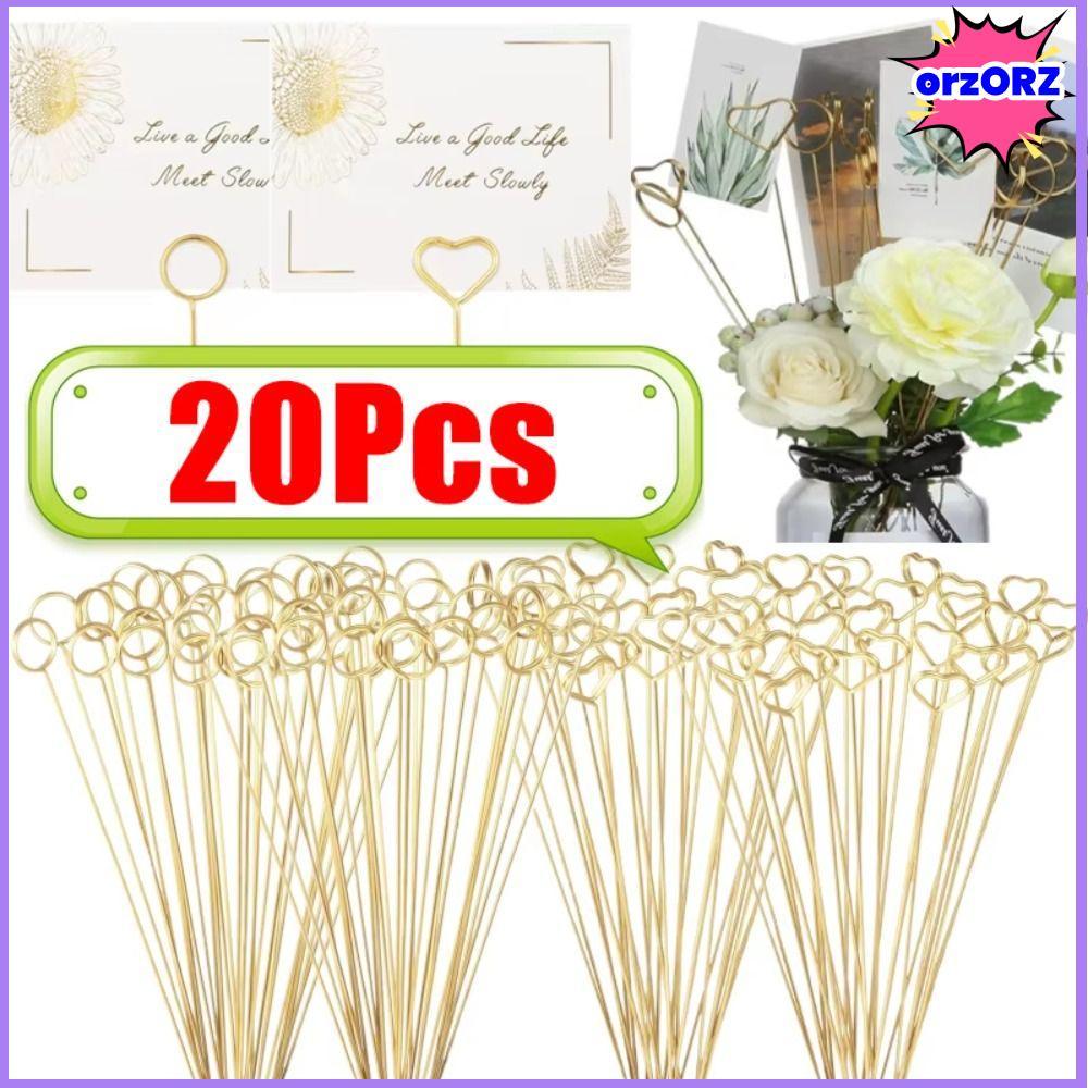 ออร์ซ 20ชิ้นโปสการ์ดคลิป,โลหะรูปหัวใจการ์ดยืน,ทนทาน ทําเอง เค้กผู้ถือการ์ดอวยพรสําหรับงานแต่งงาน