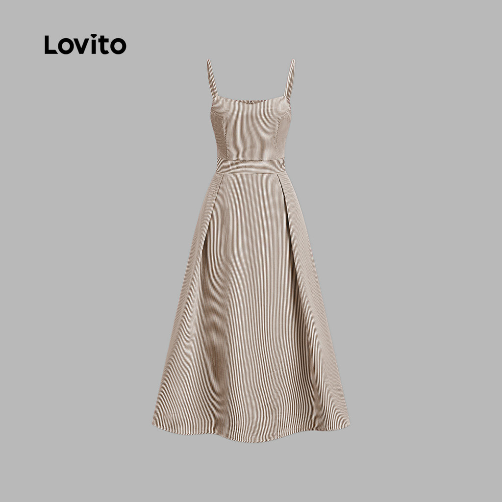 Lovito ชุดเดรสคริสต์มาส/ปาร์ตี้สุดหรู จีบช่วงฤดูใบไม้ผลิ/ฤดูร้อน สีน้ำตาล สำหรับผู้หญิง L149LD551 - รูปที่ 2