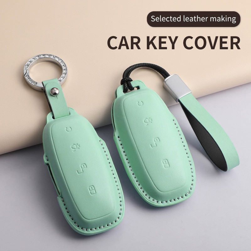 PU 4 ปุ่ม BYD Denza D9 เคสกุญแจรถ Denza D9 N7 N8 พวงกุญแจฝาครอบกุญแจ เคสกุญแจ BYD Denza D9 พวงกุญแจร