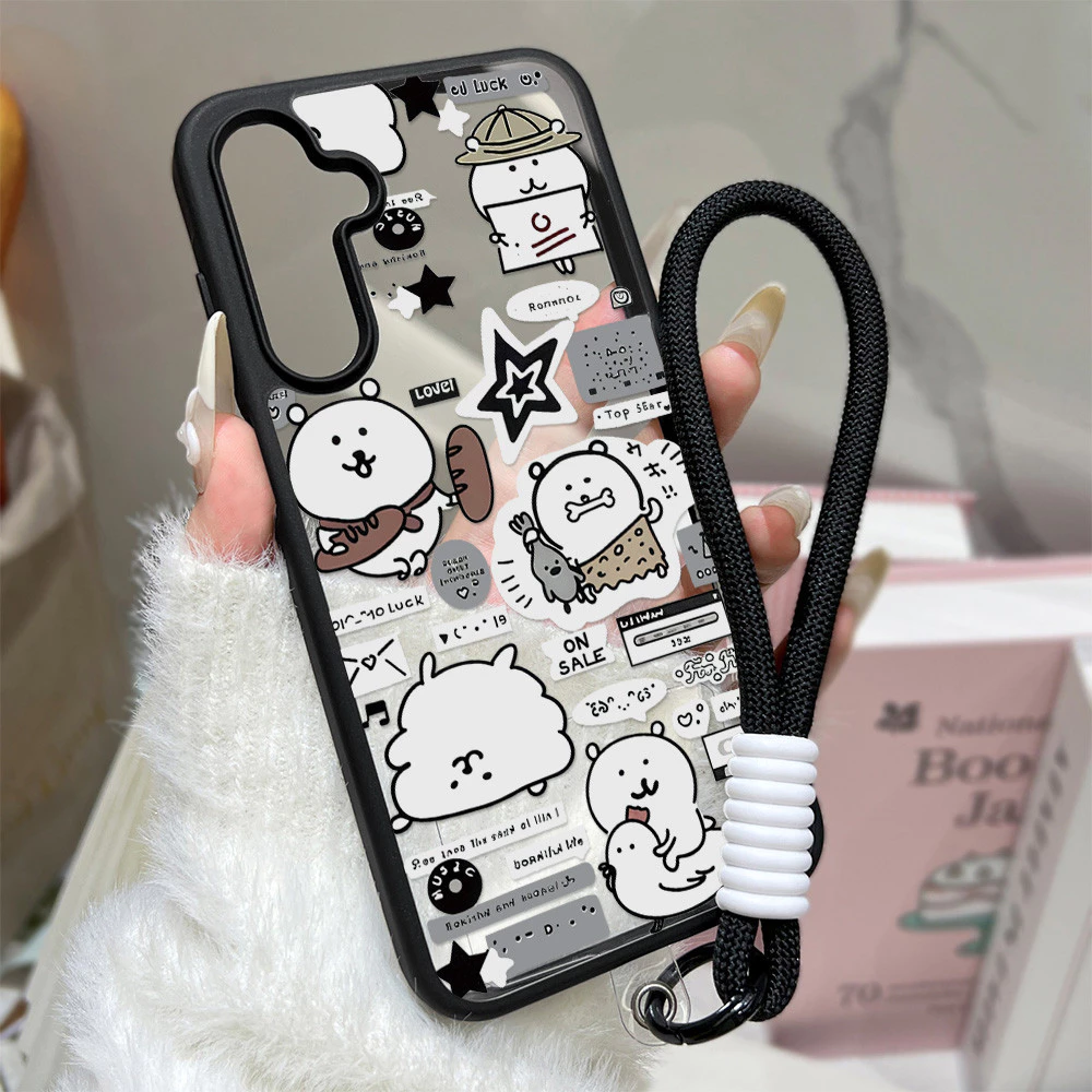 หมีน่ารัก เคส For Samsung A57 A17 A16 A06 A05S A07 A05 A55 A36 A54 A15 A56 A35 A34 A25 S26 S24 อะคริลิกฝ้า เคสโทรศัพท์