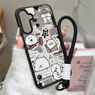 หมีน่ารัก เคส For Samsung A57 A17 A16 A06 A05S A07 A05 A55 A36 A54 A15 A56 A35 A34 A25 S26 S24 อะคริลิกฝ้า เคสโทรศัพท์