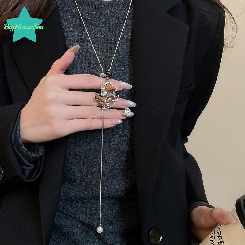 จี้สร้อยคอลาย Simple Flocking Zircon Pony เครื่องประดับโลหะสำหรับสร้อยคอมuti-functional เป็นของขวัญท