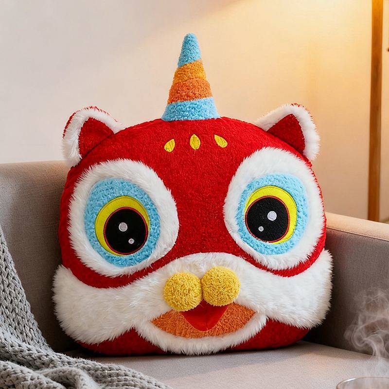 New Year Lion Plush Toy Sofa Cushion Mahjong Fortune Pillow Wedding Bed Decoration Doll Plush Toys h