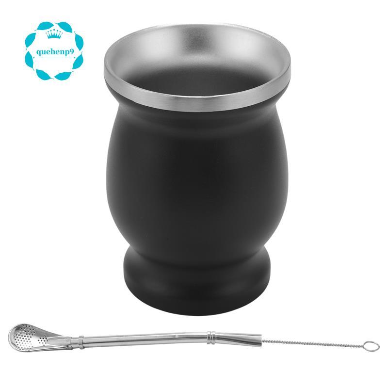 [Fast Q9]Yerba Mate Gourd Set Double-Wall Stainless Tea Cup and Bombillas Bombillas Yerba Mate Straw
