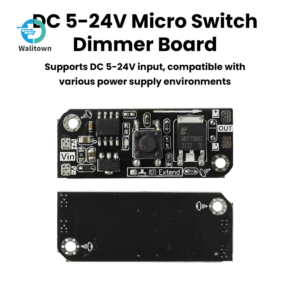 DC5-24V Micro Switch Dimming Board LED Strip Driver โมดูล PWM Stepless Dimming พร้อมแรงดันไฟฟ้าคงที่