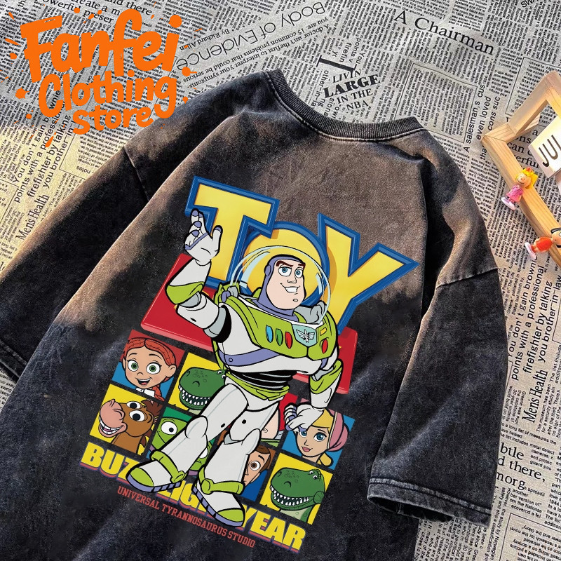 จัดส่งตลอด 24 ชั่วโมง Fanfei เสื้อยืดผู้ชาย ผ้าคอตตอน 100% ขนาดใหญ่พิเศษ สีดำเข้มสไตล์ฮิปฮอปวินเทจ #8149