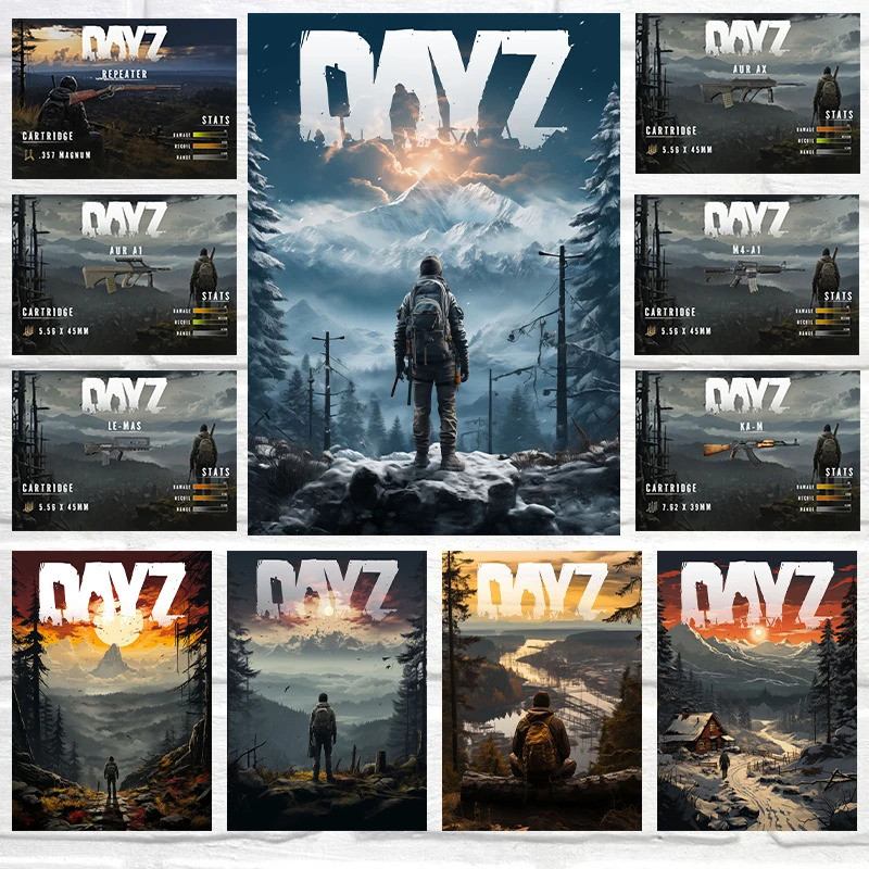 Dayz GAMING โปสเตอร์อาวุธใน Dayz งานศิลปะโปสเตอร์ผ้าใบภาพวาดสําหรับ GAMING Room Internet Bar Wall Ar
