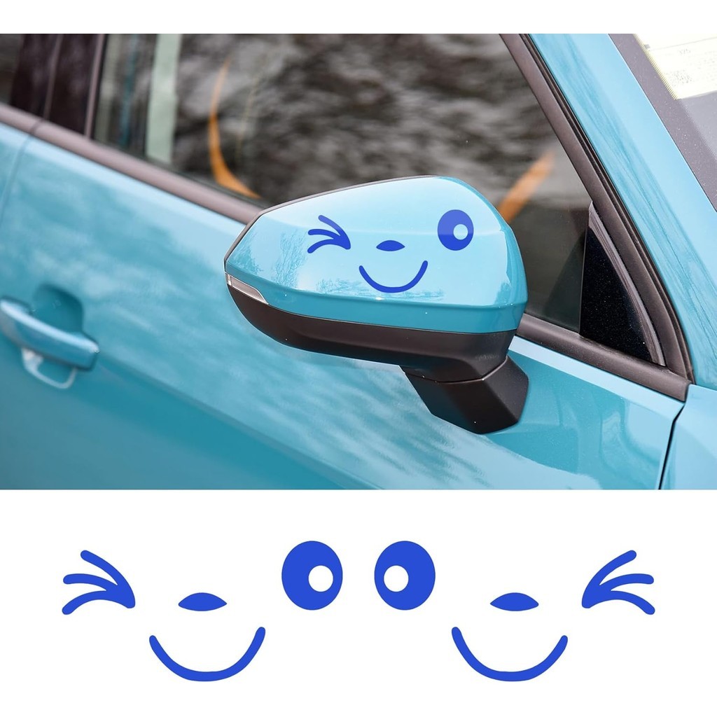 1 คู่น่ารัก Smile Face 3D Decal สติกเกอร์สําหรับกระจกมองข้างอัตโนมัติ L + R, กระจกมองหลังสติกเกอร์, 