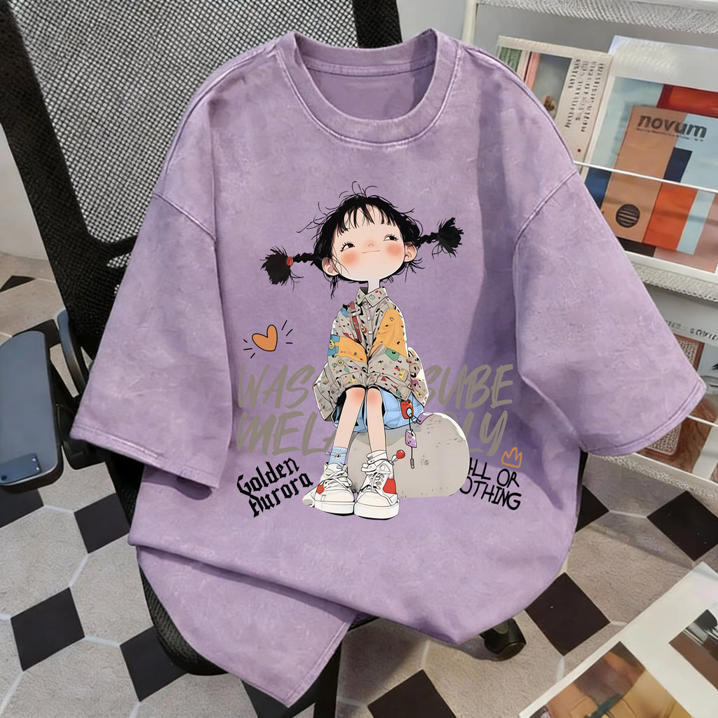 TEE·SHOP🍀เสื้อยืดฟอก เสื้อวินเทจ เสื้อยืด oversize ลาย 'GOLDEN GIRL' เกาหลี เท่ห์มาก พิมพ์ลาย ผ้านิ่มใส่สบาย S-3XL COD📦