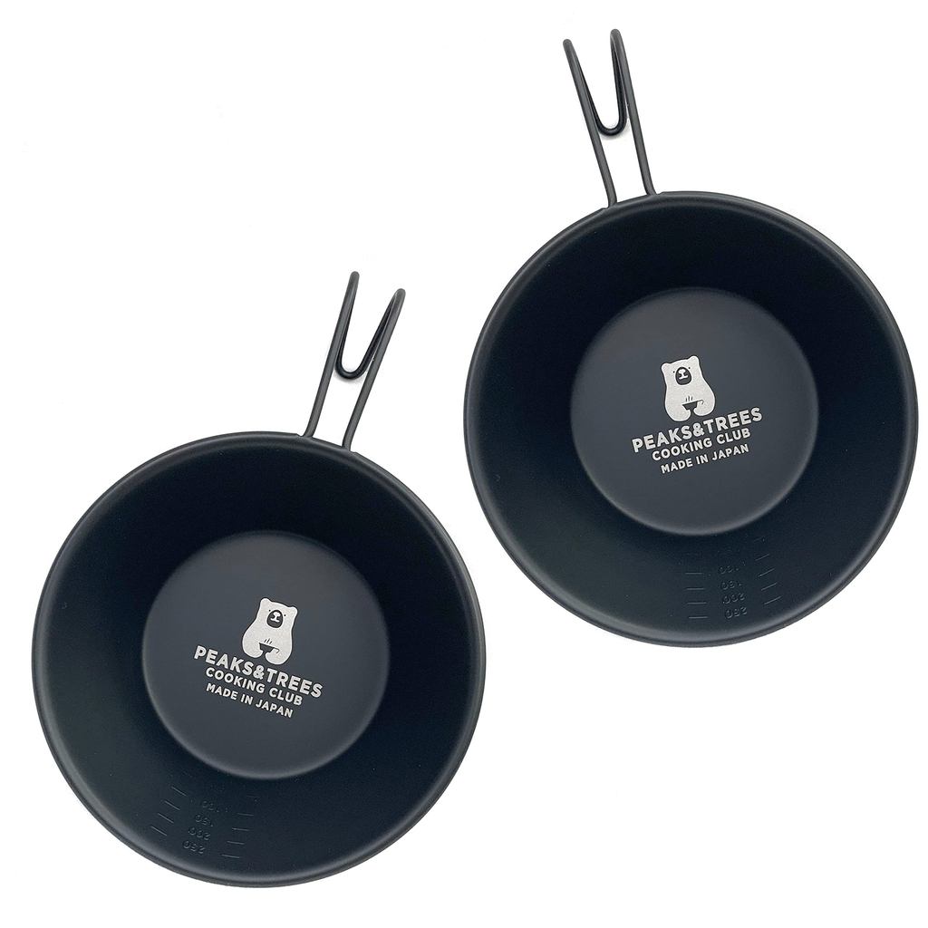 "PEAKS&TREES Stainless Steel 330ml Sierra Cup Set with Bear Design - Black, Made in Japan, Fireproof