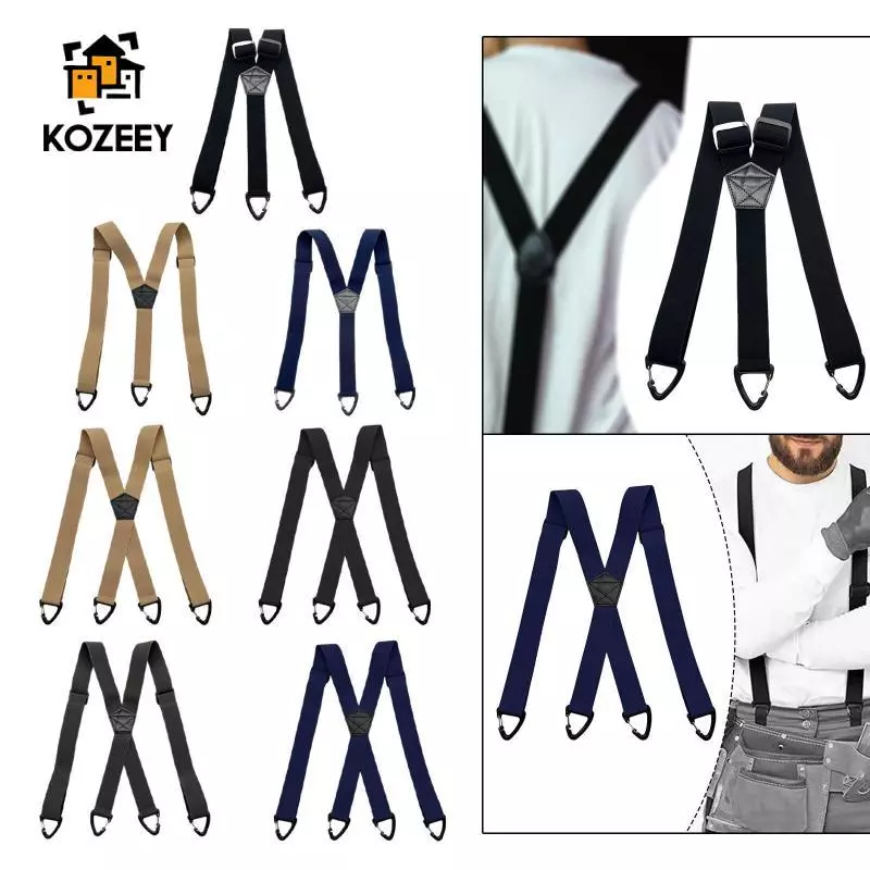 [KOZEEY] สายเอี๊ยมทำงานสำหรับผู้ชาย ขนาด 1.50 นิ้ว มีความยืดหยุ่นและทนทาน มาพร้อมตัวล็อกใต้เสื้อ