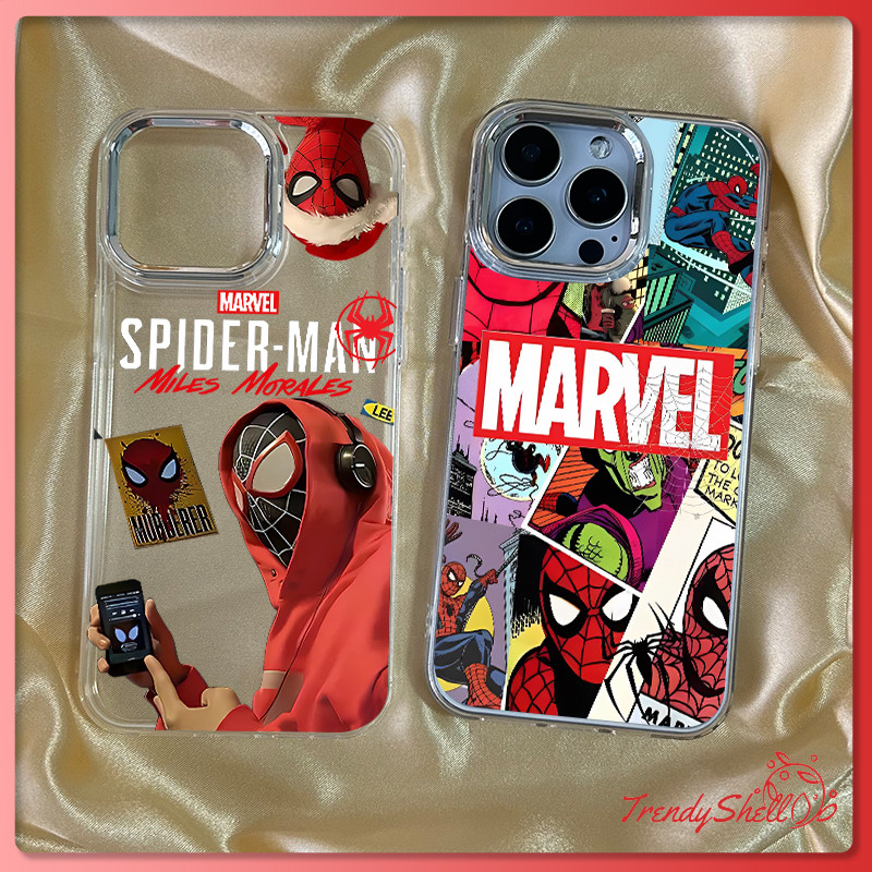 สำหรับ iPhone 11 13 12 14 15 16 pro Max XR Xsmax 6 7 8 14 15 16 Plus SE 2020 สไปเดอร์ เคสไอโฟนเคสใสกันกระแทกเคสซิลิโคน