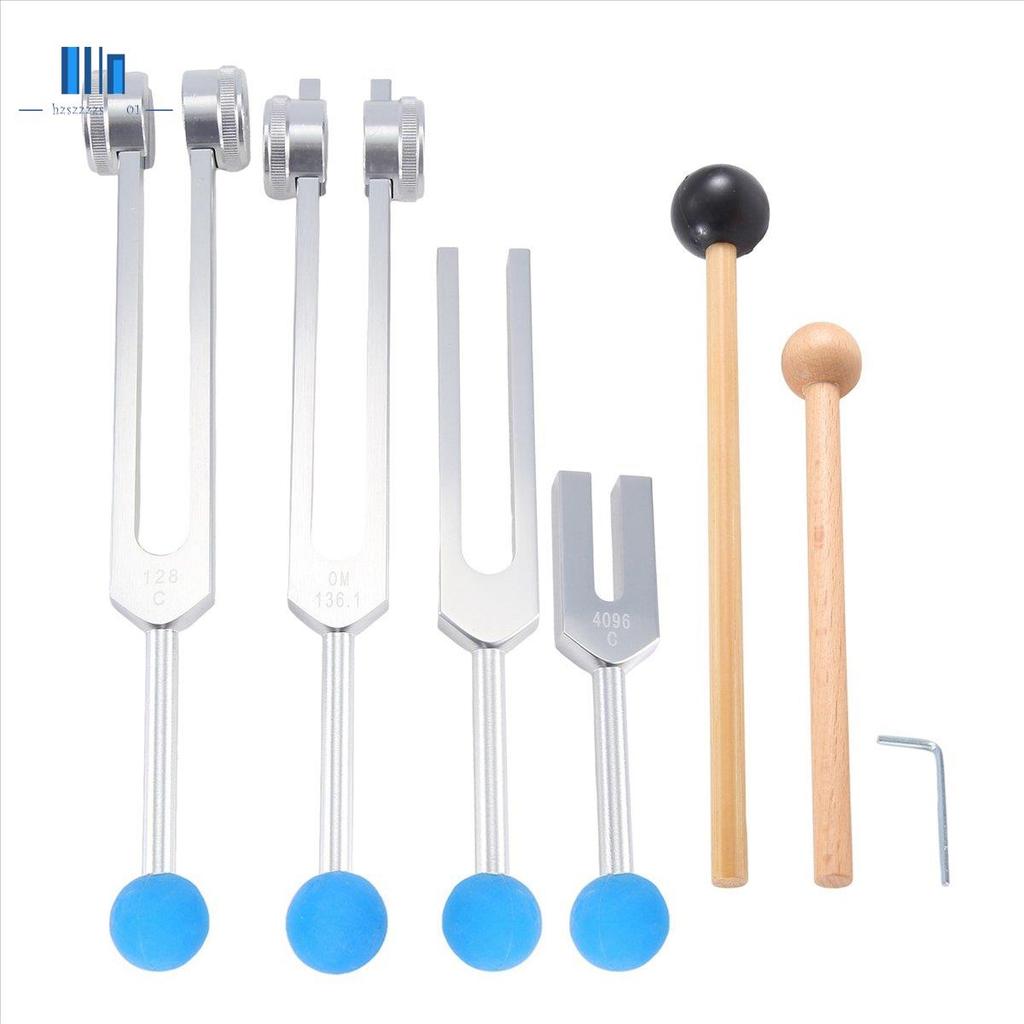 ชุดส้อมปรับ 4 ชิ้น (128Hz, 136.1Hz, 528Hz, 4096Hz), สําหรับ Healing Chakra,Sound Therapy,Reliever St