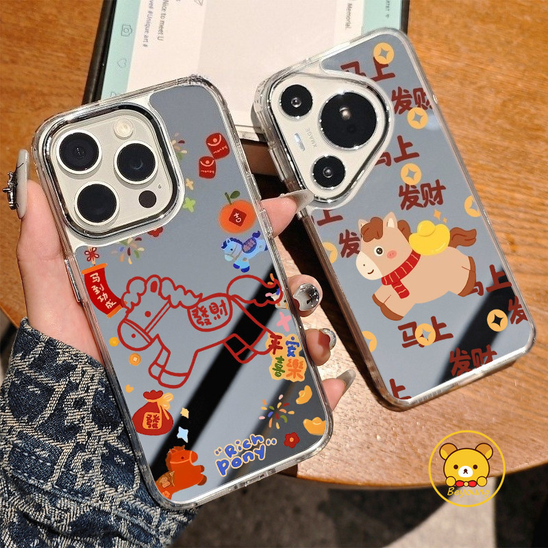 น่ารัก Pony ปีใหม่เคสโทรศัพท์สําหรับ OPPO A38 A33 A32 A31 A18 A17K A17 A15S A15 A12E A12 A11K A9 A8 