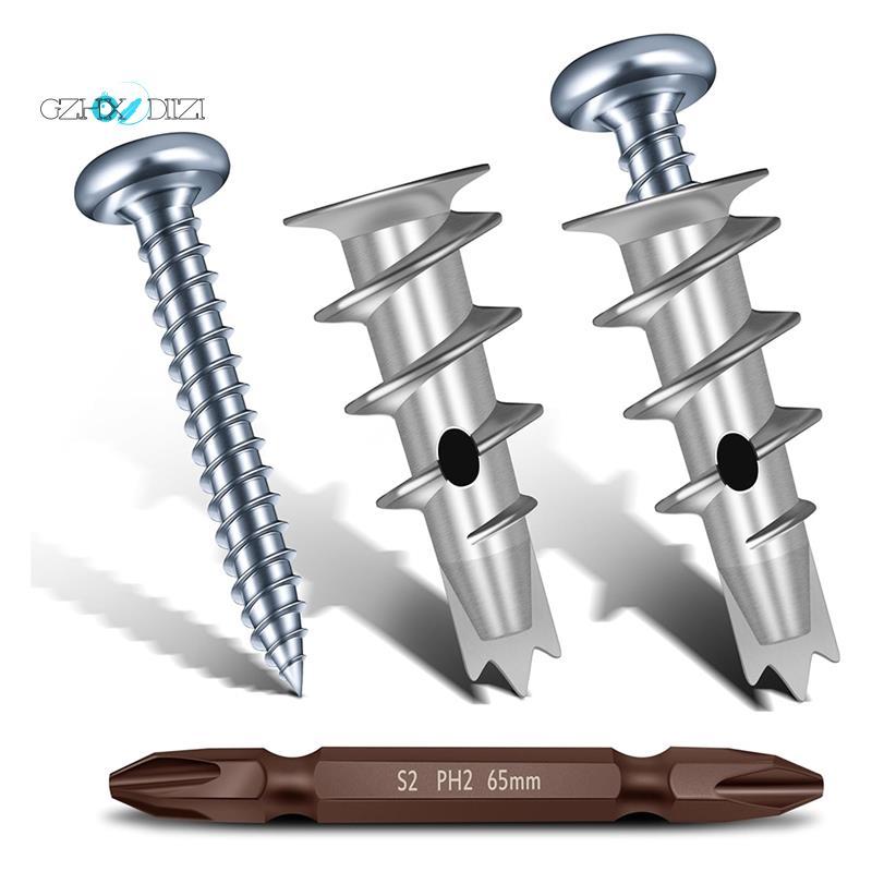 GzhxdiiziZinc Self Punching Drywall Anchors, Hollow Wall Anchor & Screw, สกรู Drywall, Heavy Duty Me