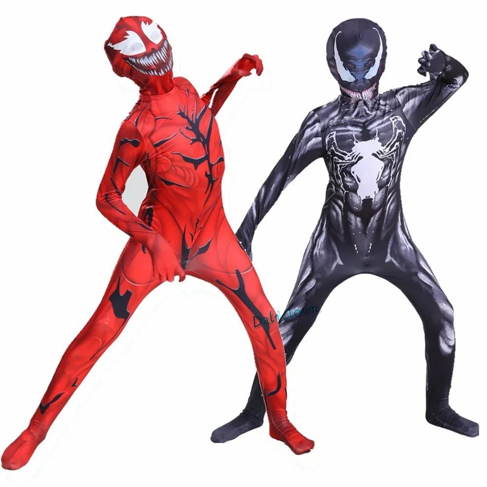เด็ก Venom เครื่องแต่งกายเด็กคอสเพลย์ Superhero Venom Super Hero เครื่องแต่งกาย Zentai ชุด Jumpsuit 