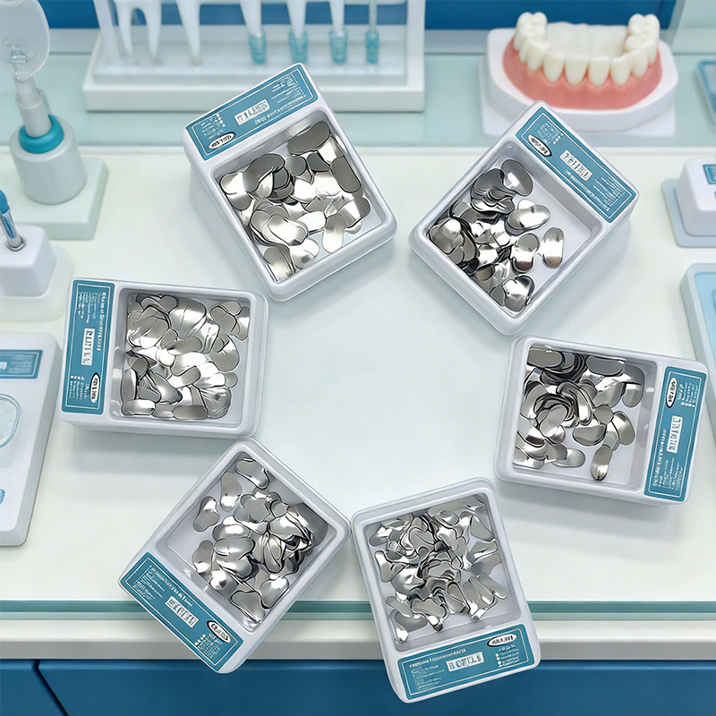 100PCS ทันตกรรมขึ้นรูป Matrices Kit Contoured Sectional แหวนโลหะทันตกรรม Matrix Band วัสดุฟัน