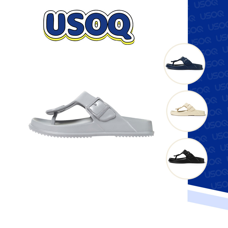 USOQ Flip-flops ฤดูร้อน EVA พื้นหนากันลื่นรองเท้าแตะกีฬาด้านนอกรองเท้าแตะนุ่ม ความรู้สึกของการเหยียบโฟม