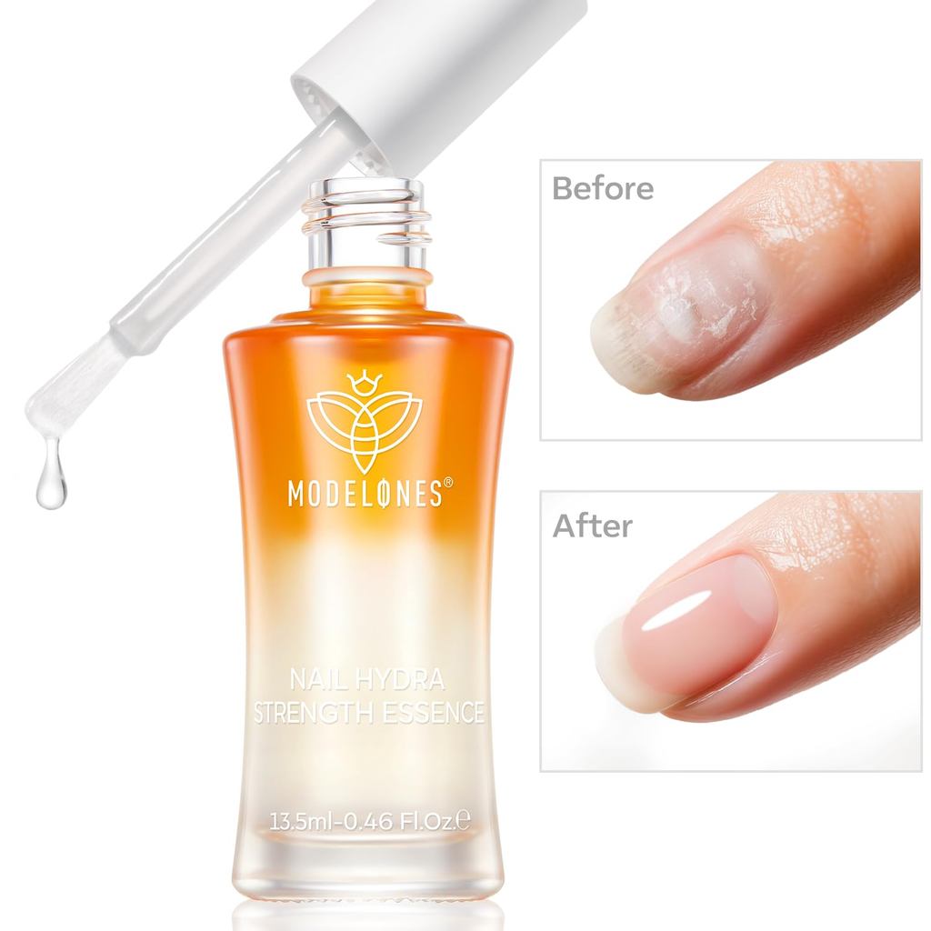 Modelones Nail Strengthener 3-in-1 - Nail Strengthener & Recovery for Damage, Healthy & Growing Nail