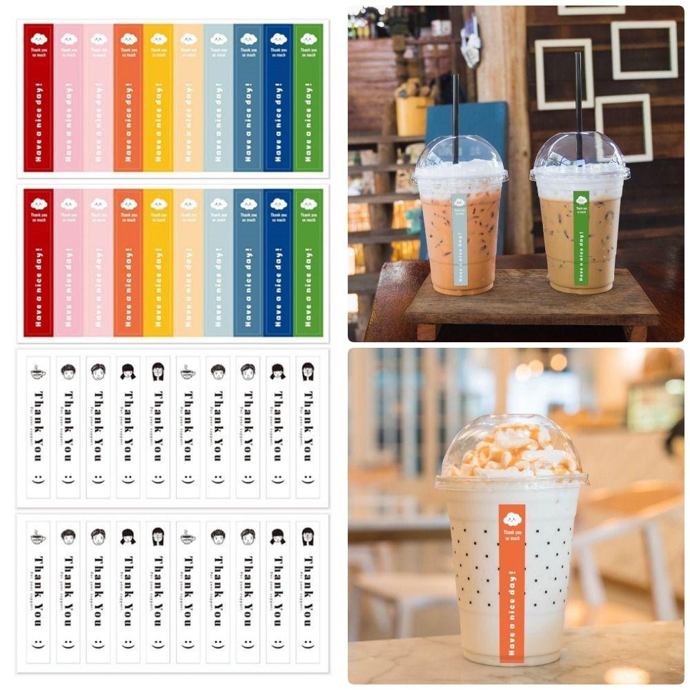 MUNDAUN 100 ชิ้น/10 แผ่นสติกเกอร์ชานม,ธุรกิจขนาดเล็กขอบคุณสําหรับป้ายซีลรองรับ,สี่เหลี่ยมผืนผ้า Self-Adhesive ขวดน้ํากาแฟขอบคุณสติกเกอร์ ราคา ถูกที่สุด ดีลบีเคเค แกลเลอรีภาพที่ 5