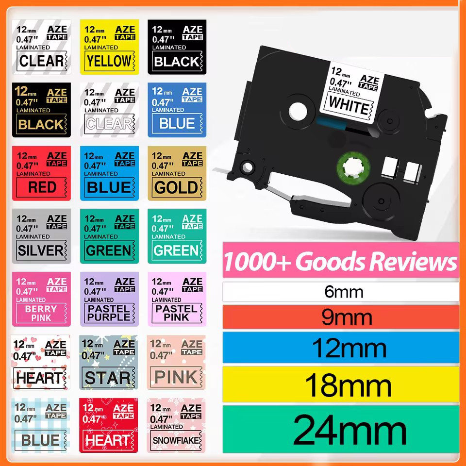 1 ชิ้น 6-24 มิลลิเมตรใช้งานร่วมกับ TZe-231 TZe121 TZ335 241 251 345 ป้ายลามิเนตเทปสําหรับ PT-H110 PT