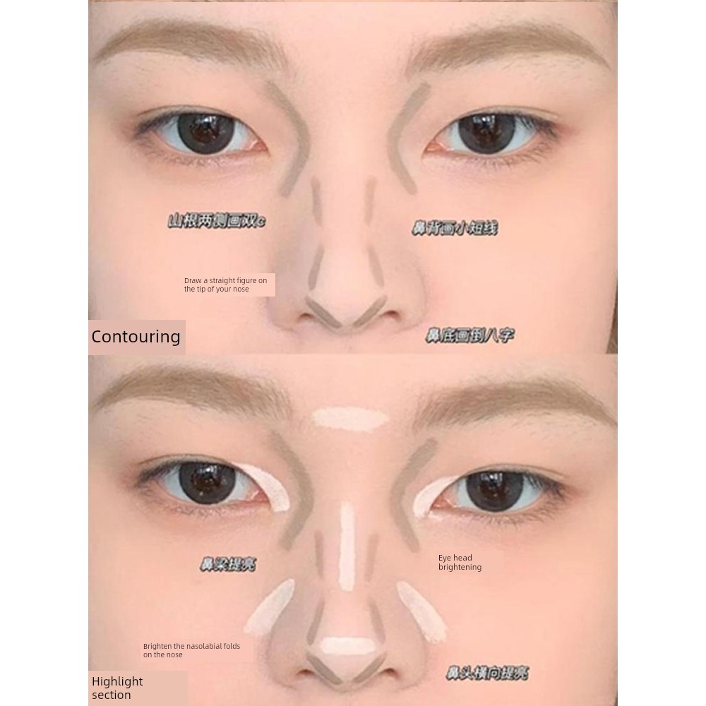 contour stick contour สํานักงานปากกาคอนซีลเลอร์สามมิติสองหัวสามมิติ สดใสขึ้น