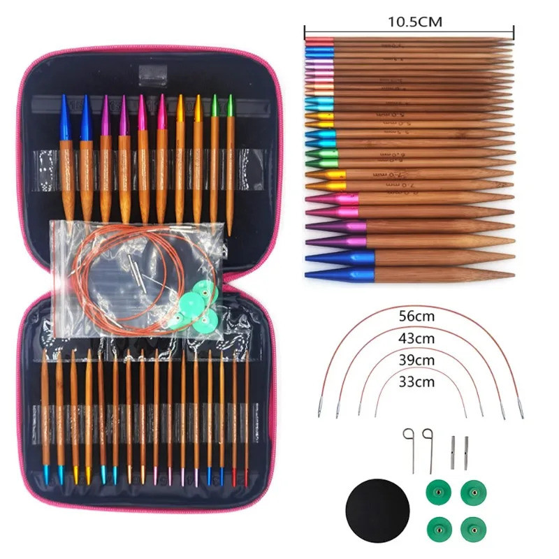 Removable Carbonized Bamboo Circular Needle Sweater Needle Weaving Tools Interchangeable Circular Cr