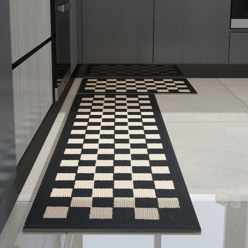 พรมห้องครัวถักหนาคุณภาพสูง พรมเช็ดเท้า ขนาด 45x75ซม ถึง 45x150ซม ฐานยางเต็มทนน้ํามันและดูดซับน้ํา พรมเช็ดเท้าห้องน้ํา พรมเช็ดเท้ามินิมอล พรมเช็ดเท้ายาว ส - รูปที่ 4