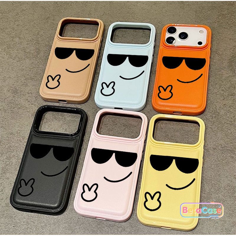 เคสโทรศัพท์ไอโฟน หนังวีแกน สีลายอิโมจิ สดใสสนุก for iPhone 17 16 15 14 13 12 11 17ProMax 17Pro 16plus