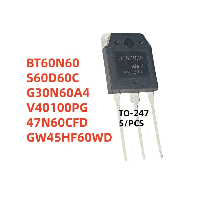 5PCS R60U02DB 40N60A4 G30N60A4 47N60CFD TO-247 GW45HF60WD V40100PG S60D60C BT60N60 Field Effect ทราน