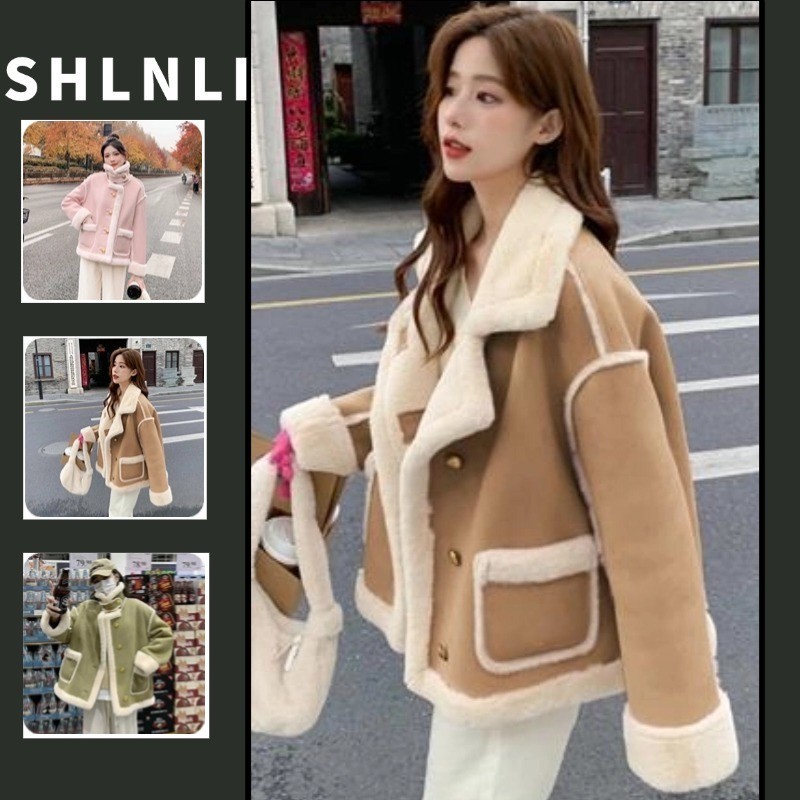French Retro Imitation Lamb Wool Jacket Women's Velvet Thickened Fur One-piece Cotton Coat