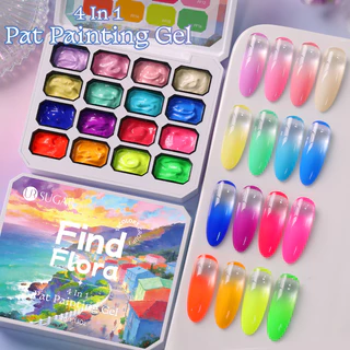 【Local】UR SUGAR เจลเพ้นท์สีเรืองแสง 16 สี ซีรีส์เนียน สำหรับการทำเกรเดียนท์ แสตมป์ วาดรูป เปลี่ยนสีได้ UV/LED ถอดออกง่ายแบบเจล