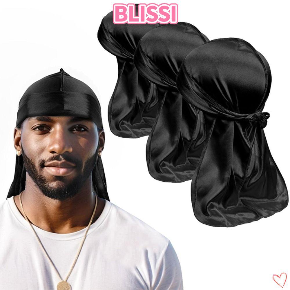 ความสุข‌I Headwraps Cap, Silky Durag Pirate Style Hat Turban, Fashion Silky Long Tail Quick Drying H