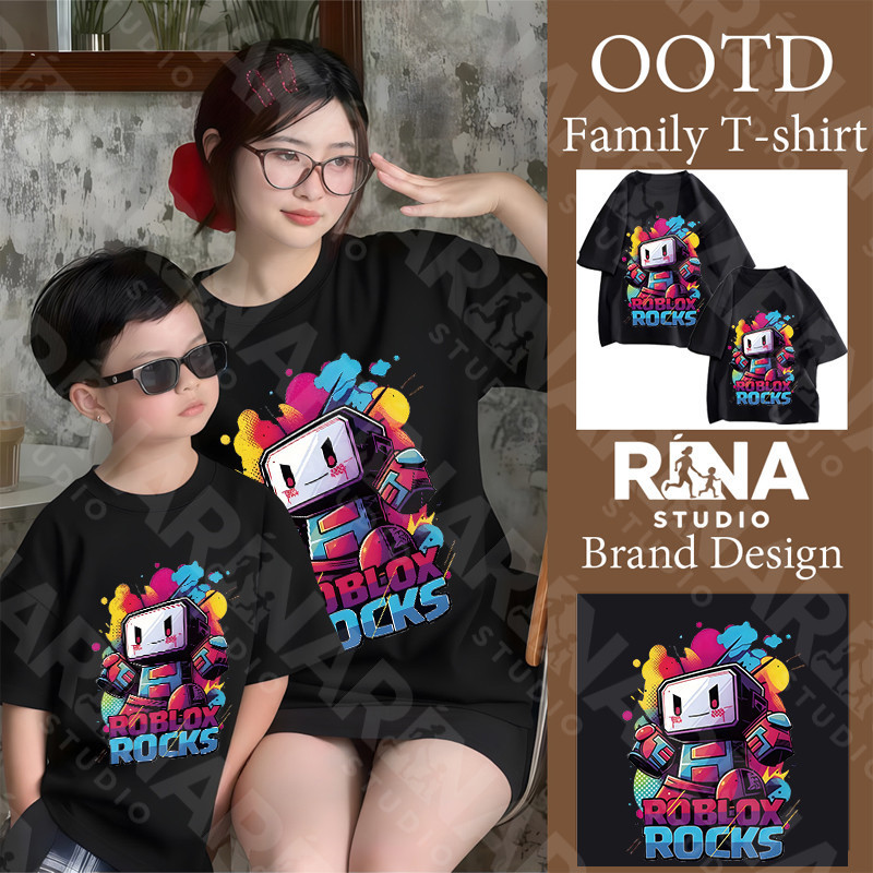 🔥พร้อมส่ง&COD🔥RINA STUDIO🔥 ชุดครอบครัว ROBLOX เสื้อยืดคอกลมแขนสั้น 100%ผ้าฝ้าย สไตล์คาสทูอัล A130#4