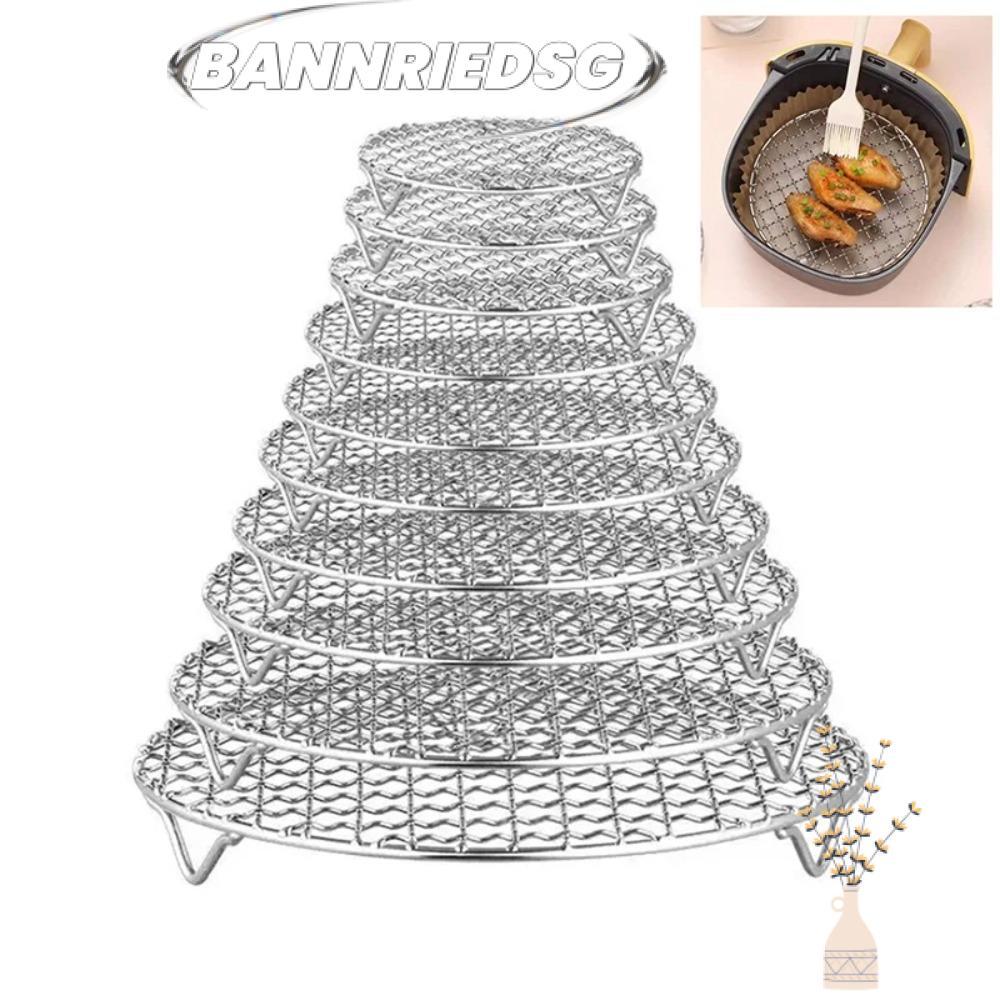 BANNRIEDSG989YR ตะแกรงย่างตาราง,พร้อมเท้ารอบ Air Fryer Rack,สแตนเลสแบบพกพาStackable BBQ Home Kitchenเตาอบ Steamer Cooker