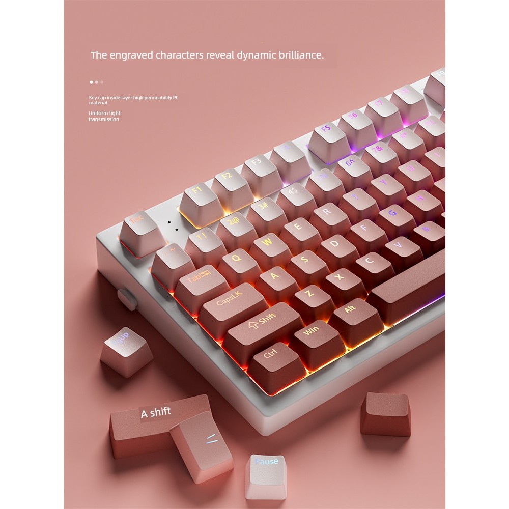 คีย์แคปไทย คีย์แคปลาย Belly Spirit Blush Keycap โรงงานเดิมของแท้แกะสลัก PBT Gradient โปร่งแสง wootin